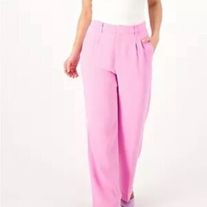 Candace Cameron Bure Pleat Front Pants Pink 28W NWT QVC Straight Leg Valentine